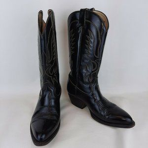 Sinaloa Black Leather Western Cowboy Boots Size 28.5  US 9.5 Handmade Mexico